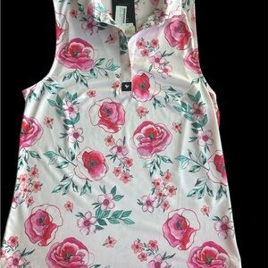Bad Birdie Floral Sleeveless Top - Pink and White